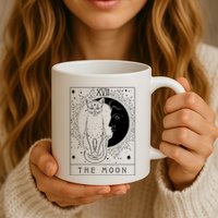 Tarot Card Crescent Moon And Cat Graphic Mug
