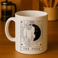 Tarot Card Crescent Moon And Cat Graphic Mug