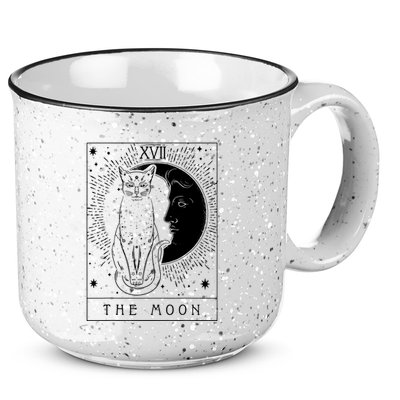 Tarot Card Crescent Moon And Cat Graphic 15oz Campfire Ceramic Mug