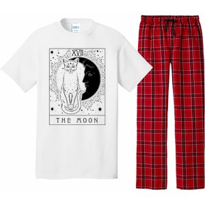 Tarot Card Crescent Moon And Cat Graphic Pajama Set