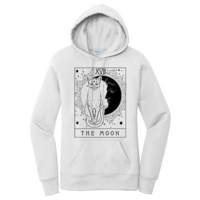 Tarot Card Crescent Moon And Cat Graphic Women's Pullover Hoodie