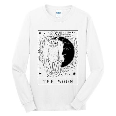 Tarot Card Crescent Moon And Cat Graphic Tall Long Sleeve T-Shirt