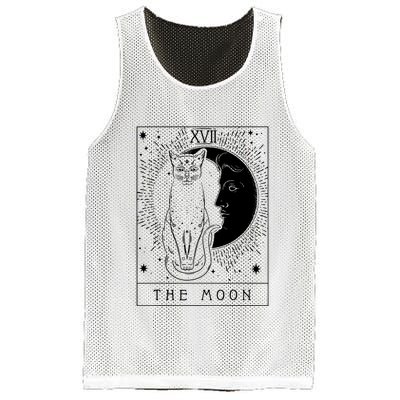 Tarot Card Crescent Moon And Cat Graphic Mesh Reversible Basketball Jersey Tank