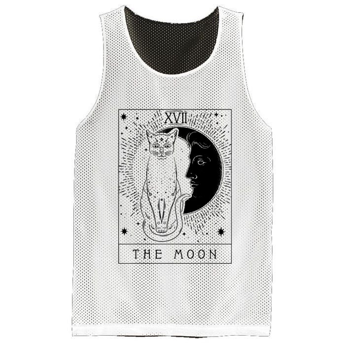 Tarot Card Crescent Moon And Cat Graphic Mesh Reversible Basketball Jersey Tank