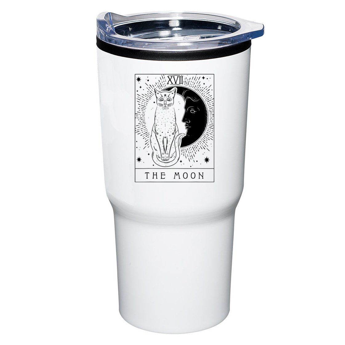 Tarot Card Crescent Moon And Cat Graphic Tumbler