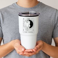 Tarot Card Crescent Moon And Cat Graphic Tumbler