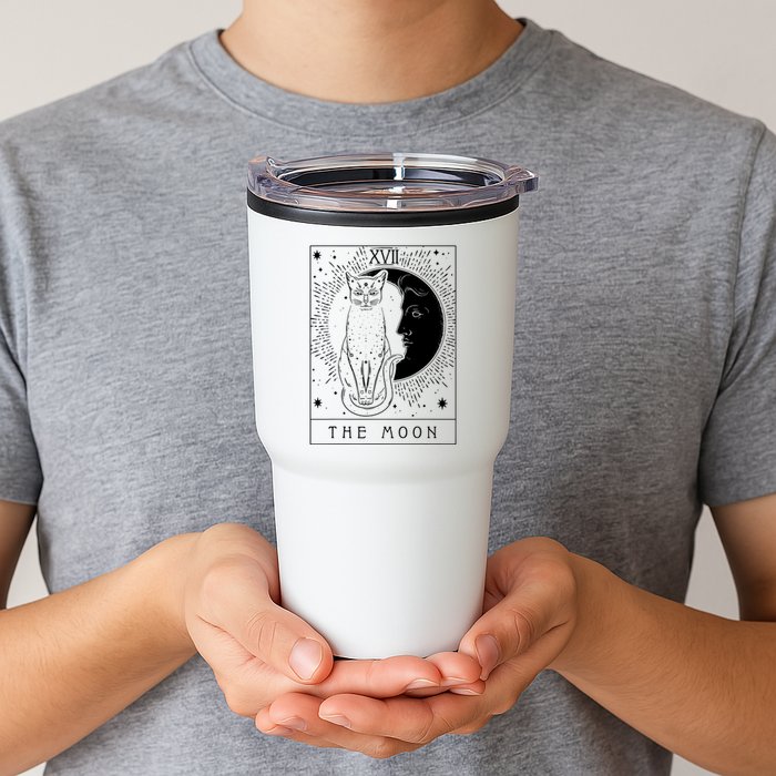Tarot Card Crescent Moon And Cat Graphic Tumbler