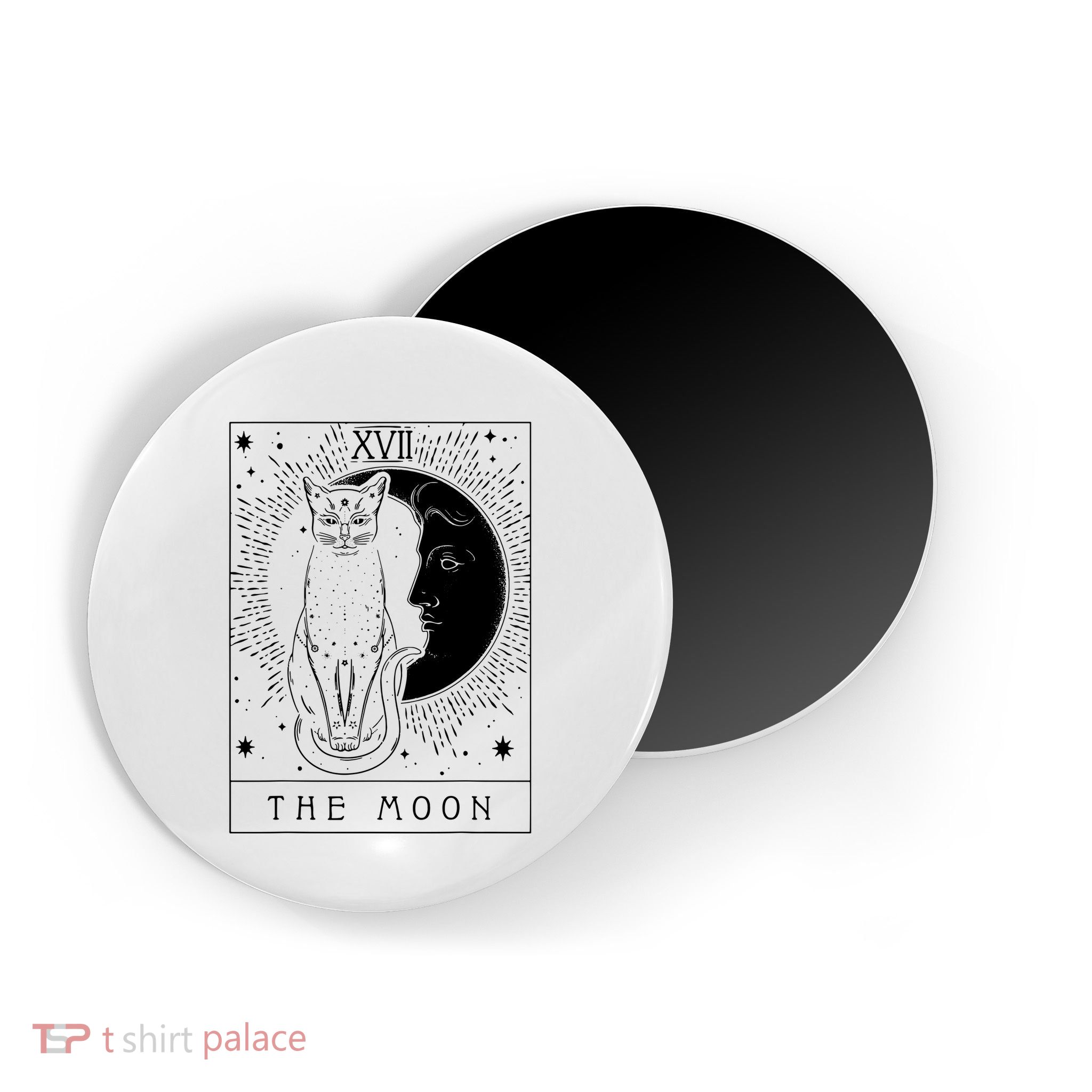 Tarot Card Crescent Moon And Cat Graphic Magnet
