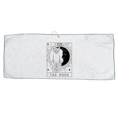 Tarot Card Crescent Moon And Cat Graphic Large Microfiber Waffle Golf Towel