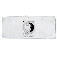 Tarot Card Crescent Moon And Cat Graphic Large Microfiber Waffle Golf Towel