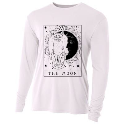 Tarot Card Crescent Moon And Cat Graphic Cooling Performance Long Sleeve Crew