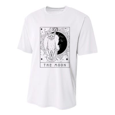 Tarot Card Crescent Moon And Cat Graphic Youth Performance Sprint T-Shirt