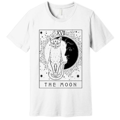 Tarot Card Crescent Moon And Cat Graphic Premium T-Shirt