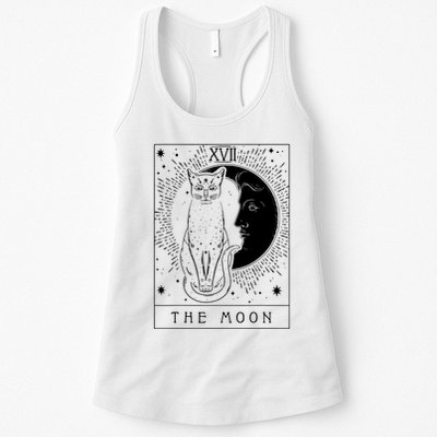 Tarot Card Crescent Moon And Cat Graphic Womens Tank Top