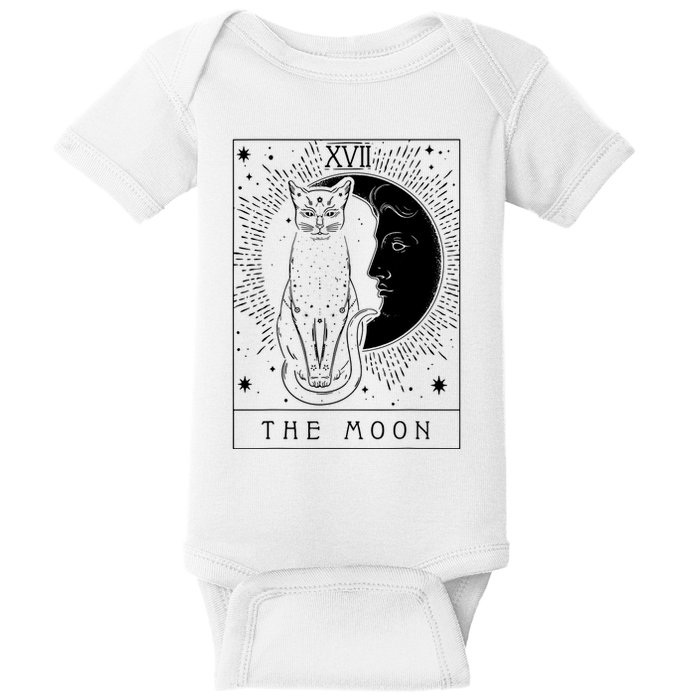Tarot Card Crescent Moon And Cat Graphic Baby Bodysuit