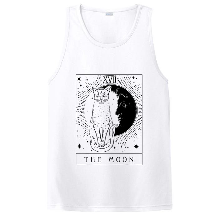 Tarot Card Crescent Moon And Cat Graphic PosiCharge Competitor Tank