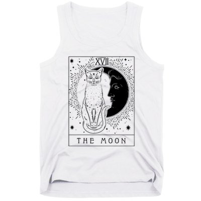 Tarot Card Crescent Moon And Cat Graphic Tank Top