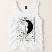Tarot Card Crescent Moon And Cat Graphic Tank Top