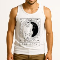 Tarot Card Crescent Moon And Cat Graphic Tank Top