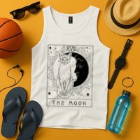 Tarot Card Crescent Moon And Cat Graphic Tank Top
