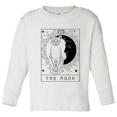 Tarot Card Crescent Moon And Cat Graphic Toddler Long Sleeve Shirt