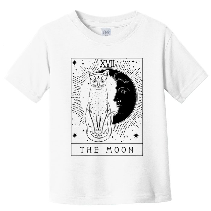 Tarot Card Crescent Moon And Cat Graphic Toddler T-Shirt