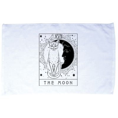 Tarot Card Crescent Moon And Cat Graphic Microfiber Hand Towel