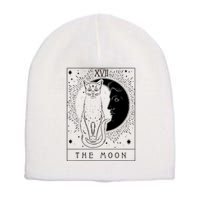Tarot Card Crescent Moon And Cat Graphic Short Acrylic Beanie