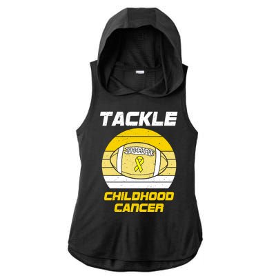 Tackle Childhood Cancer Football Ladies PosiCharge Tri-Blend Wicking Draft Hoodie Tank