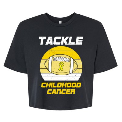 Tackle Childhood Cancer Football Bella+Canvas Jersey Crop Tee