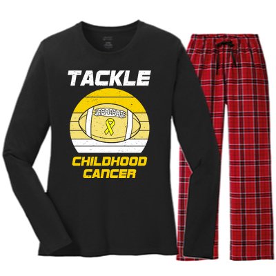 Tackle Childhood Cancer Football Women's Long Sleeve Flannel Pajama Set 