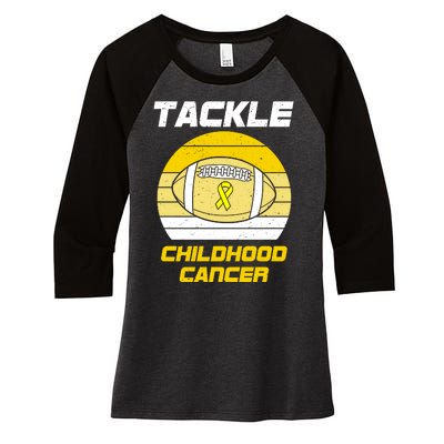 Tackle Childhood Cancer Football Women's Tri-Blend 3/4-Sleeve Raglan Shirt