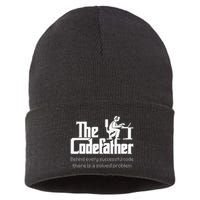 The Codefather Code Solved Problem Funny Family Quotes Sustainable Knit Beanie