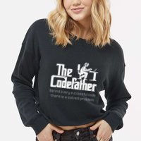The Codefather Code Solved Problem Funny Family Quotes Cropped Pullover Crew