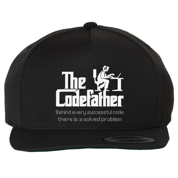 The Codefather Code Solved Problem Funny Family Quotes Wool Snapback Cap