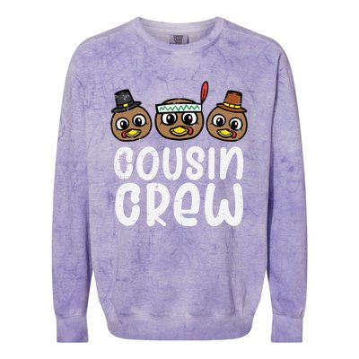 Thanksgiving Cousin Crew Turkey Head Gift Colorblast Crewneck Sweatshirt