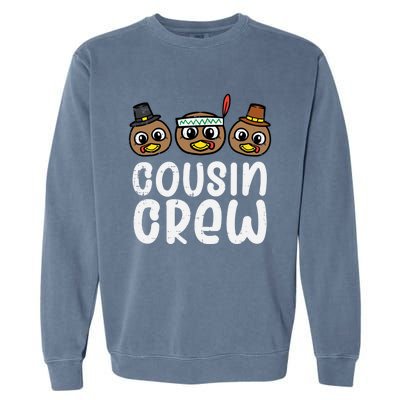 Thanksgiving Cousin Crew Turkey Head Gift Garment-Dyed Sweatshirt