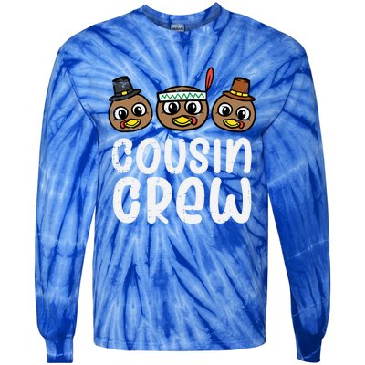 Thanksgiving Cousin Crew Turkey Head Gift Tie-Dye Long Sleeve Shirt