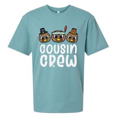 Thanksgiving Cousin Crew Turkey Head Gift Sueded Cloud Jersey T-Shirt