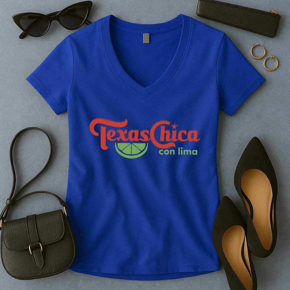 Texas Chica Con Lima Women's V-Neck T-Shirt