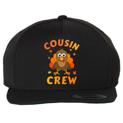 Thanksgiving Cousin Crew With Cute Turkey For Family Reunion Gift Wool Snapback Cap