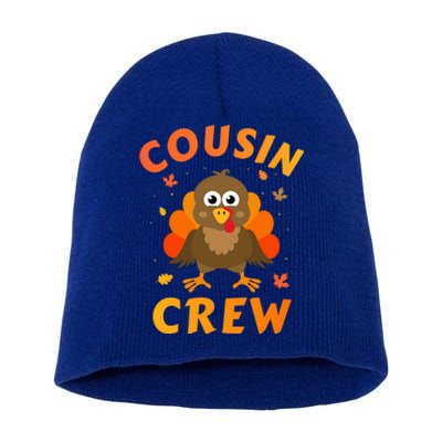 Thanksgiving Cousin Crew With Cute Turkey For Family Reunion Gift Short Acrylic Beanie