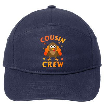 Thanksgiving Cousin Crew With Cute Turkey For Family Reunion Gift 7-Panel Snapback Hat