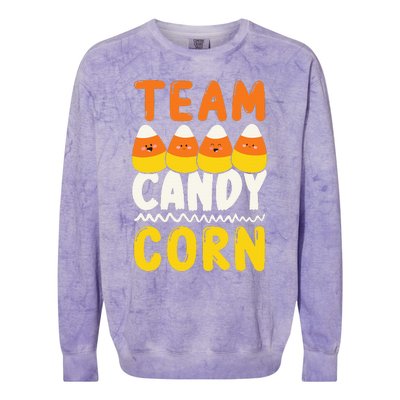 Team Candy Corn Funny Halloween Scary Lazy Costume Colorblast Crewneck Sweatshirt