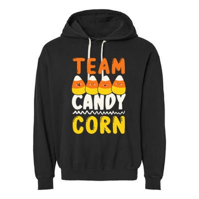 Team Candy Corn Funny Halloween Scary Lazy Costume Garment-Dyed Fleece Hoodie