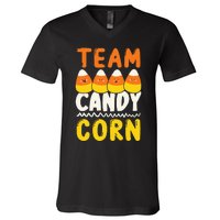 Team Candy Corn Funny Halloween Scary Lazy Costume V-Neck T-Shirt