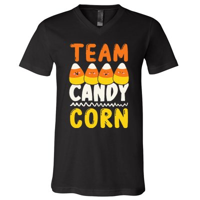 Team Candy Corn Funny Halloween Scary Lazy Costume V-Neck T-Shirt