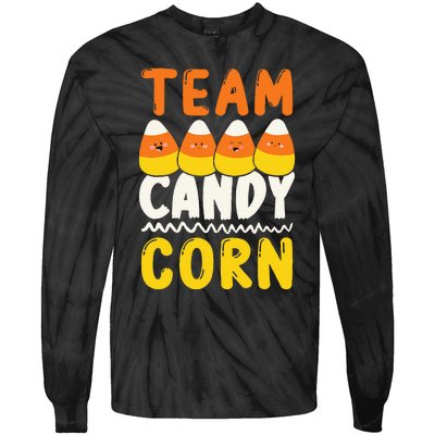 Team Candy Corn Funny Halloween Scary Lazy Costume Tie-Dye Long Sleeve Shirt