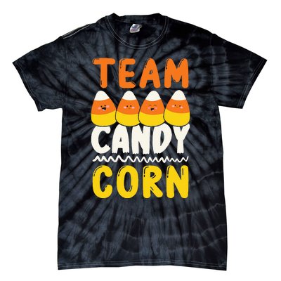 Team Candy Corn Funny Halloween Scary Lazy Costume Tie-Dye T-Shirt