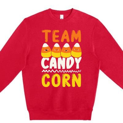 Team Candy Corn Funny Halloween Scary Lazy Costume Premium Crewneck Sweatshirt